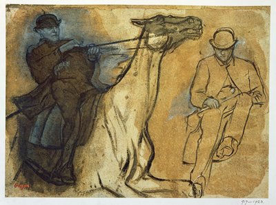 Due studi di cavalieri da Edgar Degas